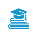 Education symbol with books and cap